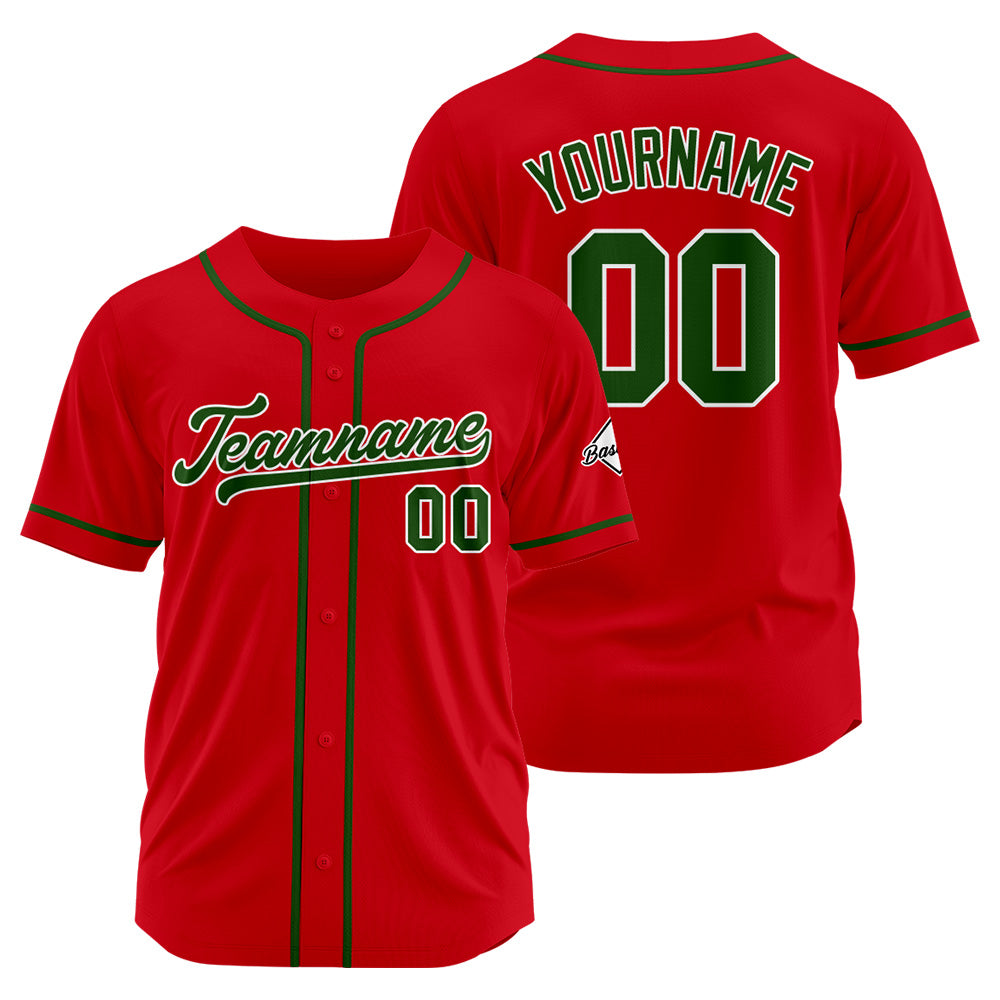Camiseta de béisbol personalizada con diseño bordado & estilo hip hop & color rojo y verde oscuro