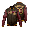 Chaquetas universitarias personalizadas en color marrón y rojo para hombres & mujeres y jóvenes & Chaquetas Letterman personalizadas