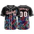 Camiseta de béisbol personalizada negra y roja con botones para hombre mujer adulto y joven Nombre número y logotipo impresos