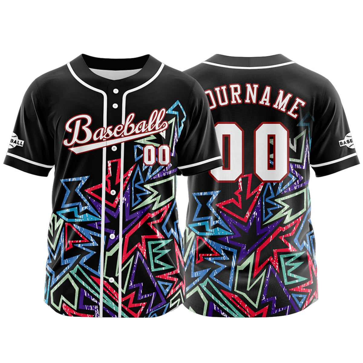Camiseta de béisbol personalizada negra y roja con botones para hombre mujer adulto y joven Nombre número y logotipo impresos