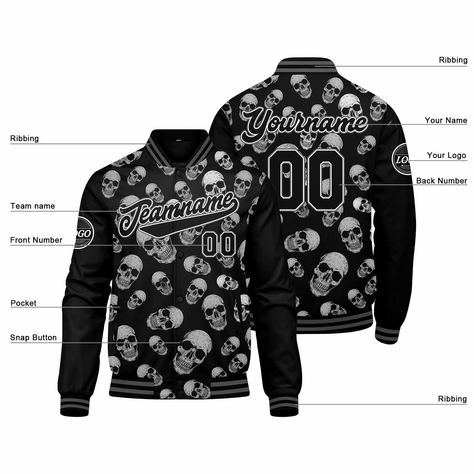 Chaqueta universitaria personalizada estilo Letterman para hombres-mujeres y jóvenes-color gris