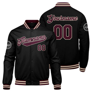 Chaqueta universitaria personalizada estilo Letterman para hombres-mujeres y jóvenes-color granate y negro