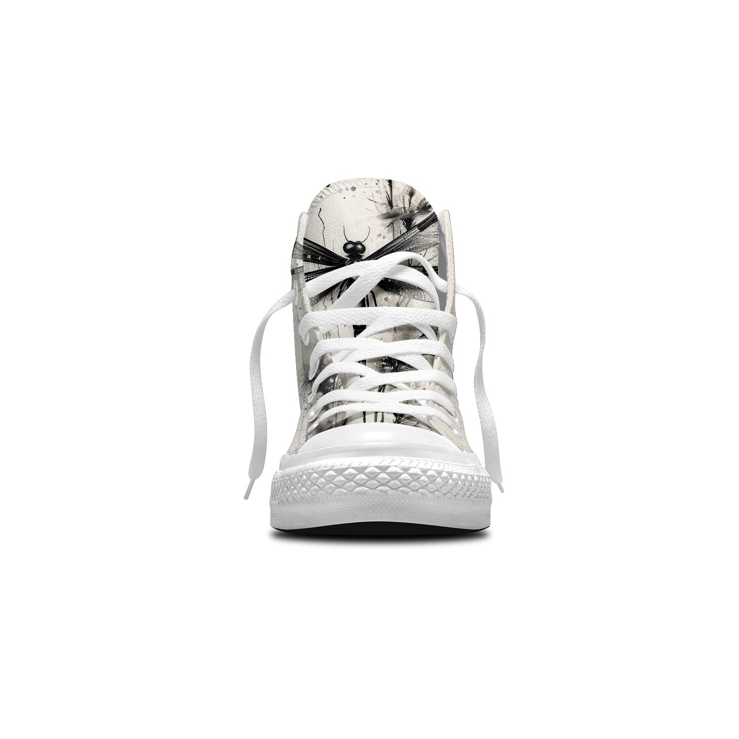 Ink Serenity: Zapatillas de lona de media caña para hombre y mujer -Adéntrate en la relajante esencia de la tinta japonesa con diseños inspirados en libélulas