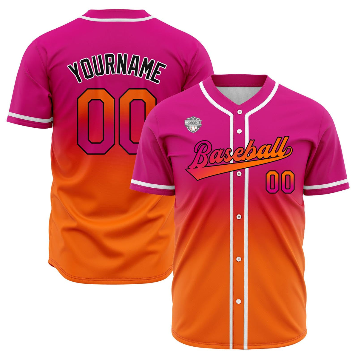 Camisetas de béisbol personalizadas con degradado nombre número y logotipo