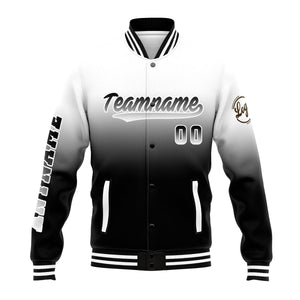 Chaqueta universitaria personalizada estilo Letterman para hombres-mujeres y jóvenes-color blanco y negro