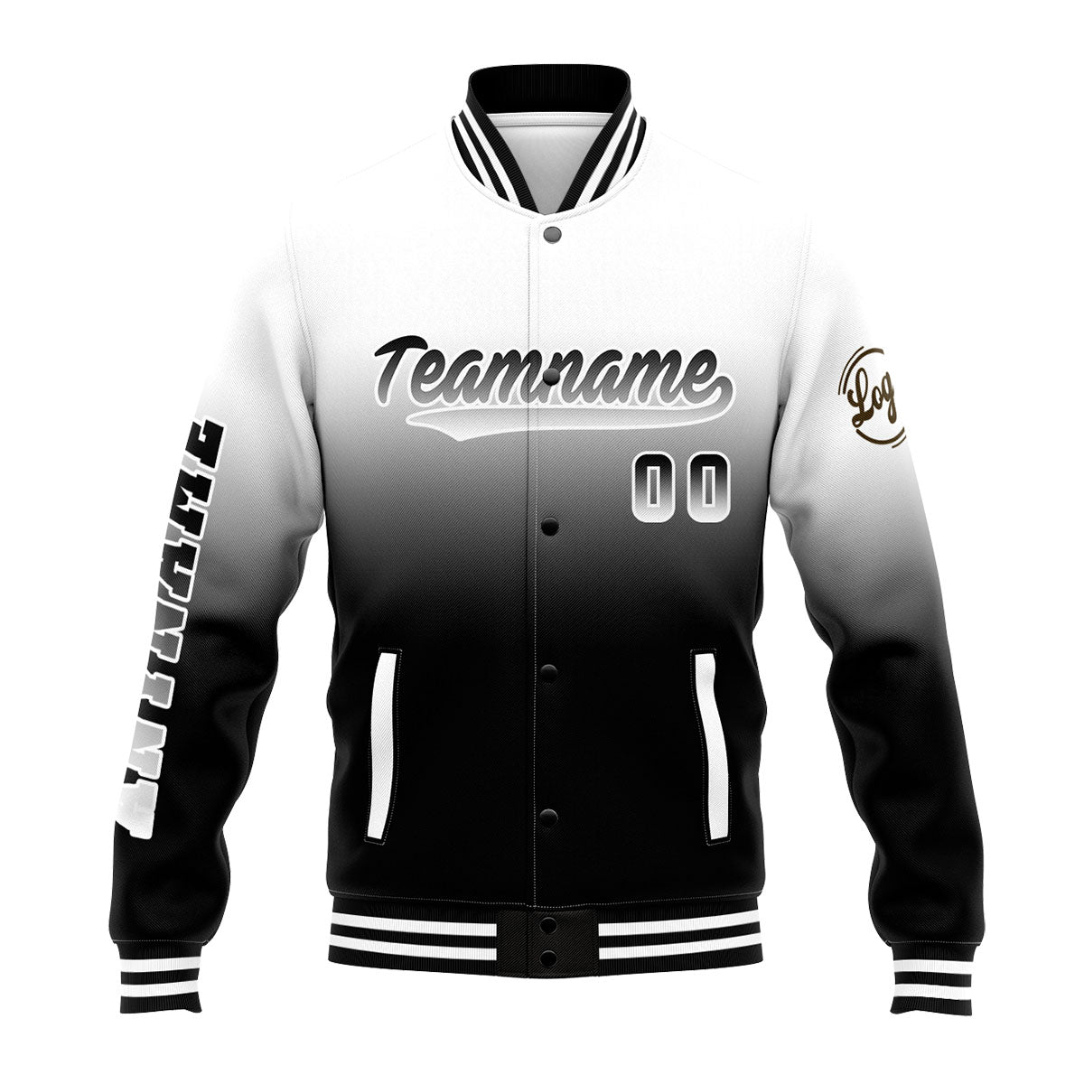 Chaqueta universitaria personalizada estilo Letterman para hombres-mujeres y jóvenes-color blanco y negro