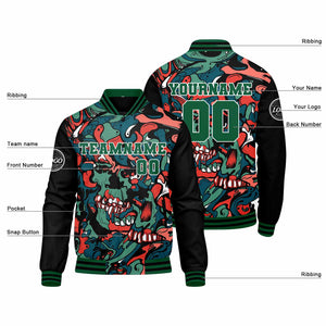 Chaqueta universitaria personalizada estilo Letterman para hombres-mujeres y jóvenes-color verde y naranja