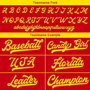 Camiseta de béisbol personalizada con diseño bordado & estilo hip hop & color rojo y amarillo