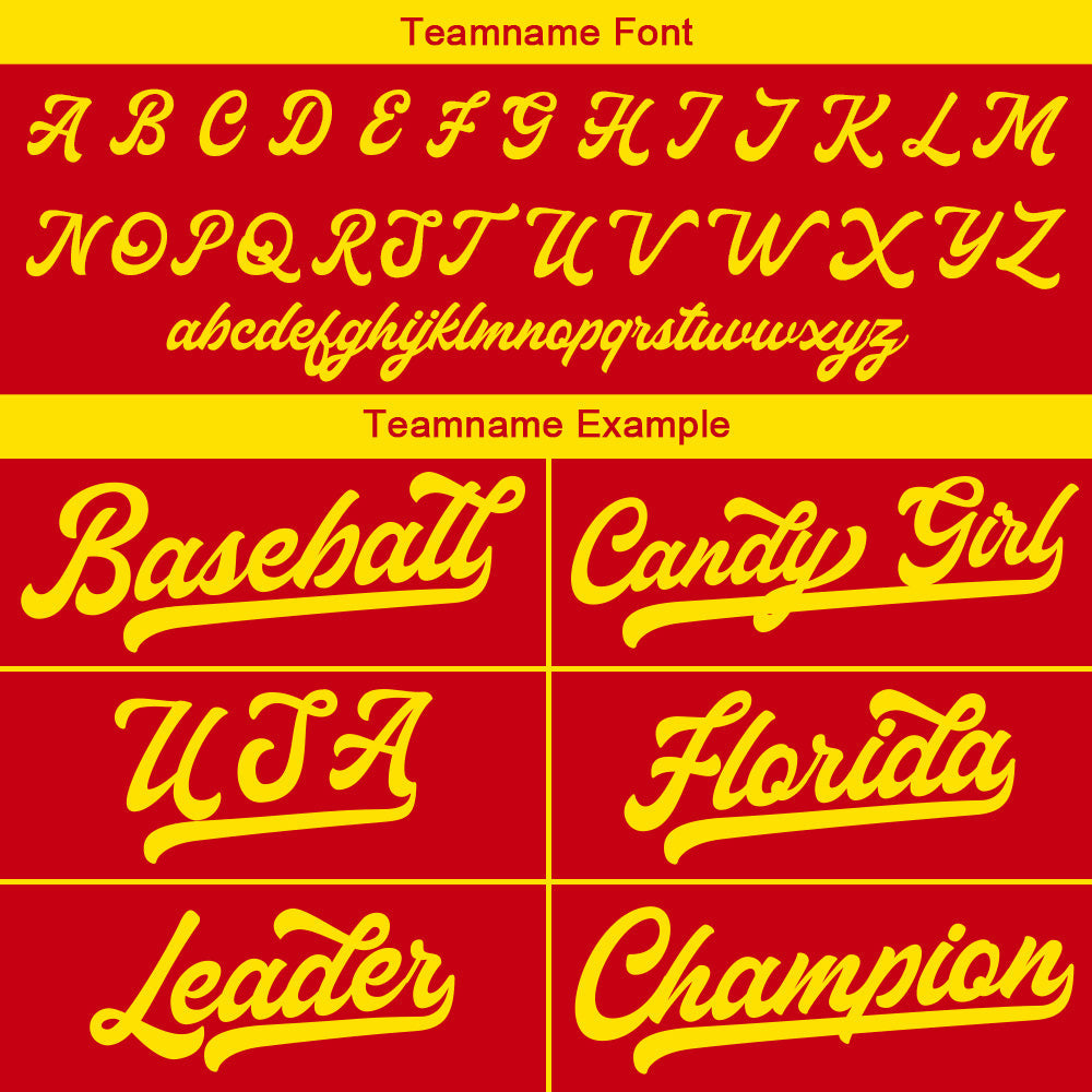 Camiseta de béisbol personalizada con diseño bordado & estilo hip hop & color rojo y amarillo