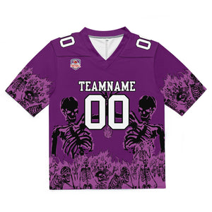 Camiseta de fútbol personalizada con nombre y número del equipo bordados-color morado