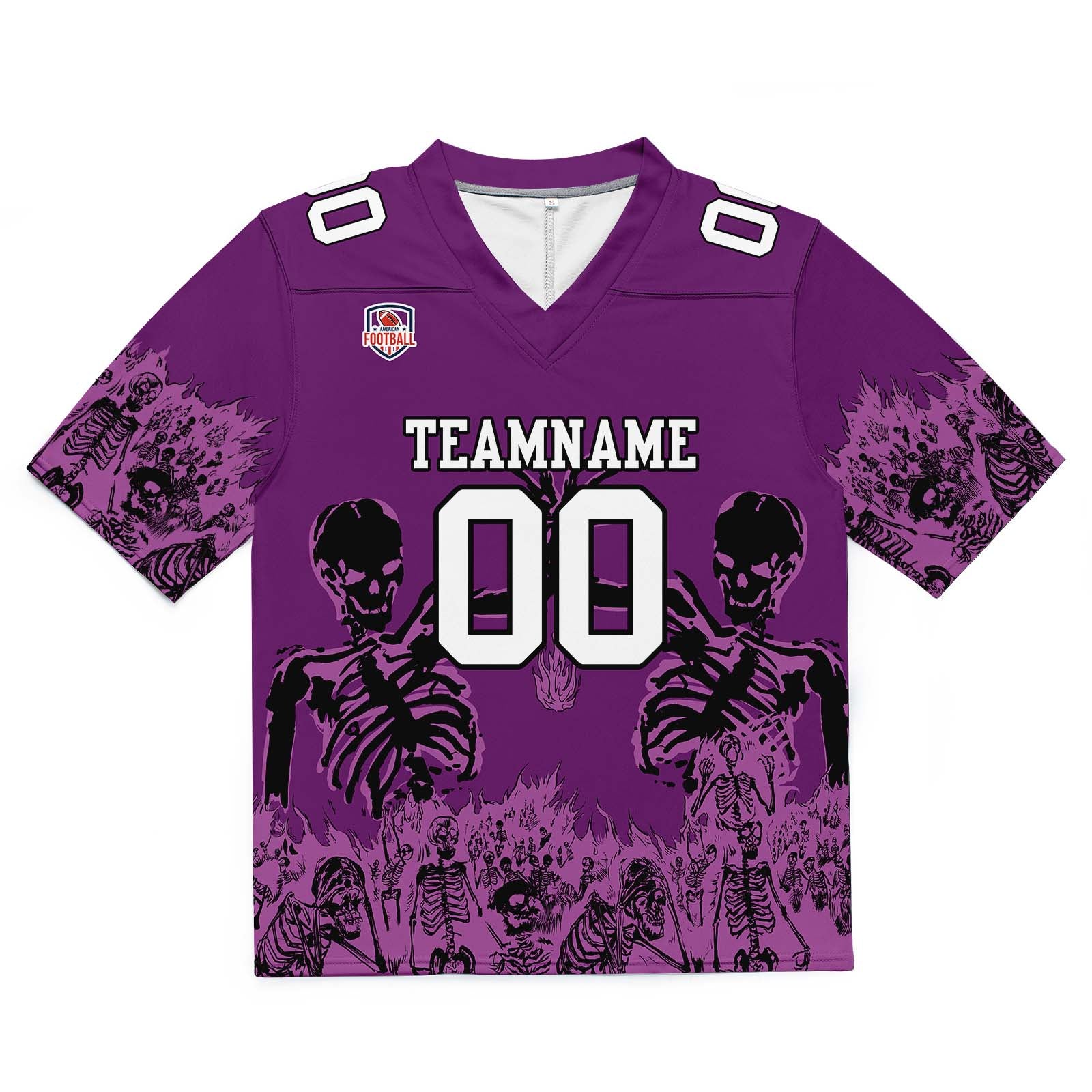 Camiseta de fútbol personalizada con nombre y número del equipo bordados-color morado