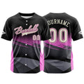 Camiseta de béisbol rosa personalizada con botones para hombre mujer adulto y joven Estampado de nombre número y logotipo