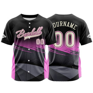 Camiseta de béisbol rosa personalizada con botones para hombre mujer adulto y joven Estampado de nombre número y logotipo