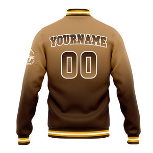 Chaqueta universitaria personalizada estilo Letterman para hombres-mujeres y jóvenes-color marrón