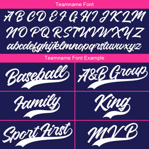 Dise?o personalizado de camiseta de béisbol con estampado completo en azul marino y rojo rosado
