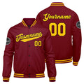 Chaqueta universitaria personalizada estilo Letterman para hombres-mujeres y jóvenes-color amarillo carmesí