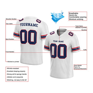 customized authentic football jersey  white navy - red mesh