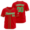 Camiseta de béisbol personalizada con diseño bordado & estilo hip hop & color rojo y verde