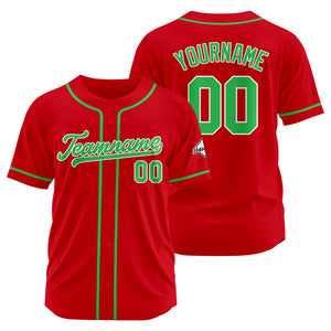 Camiseta de béisbol personalizada con diseño bordado & estilo hip hop & color rojo y verde