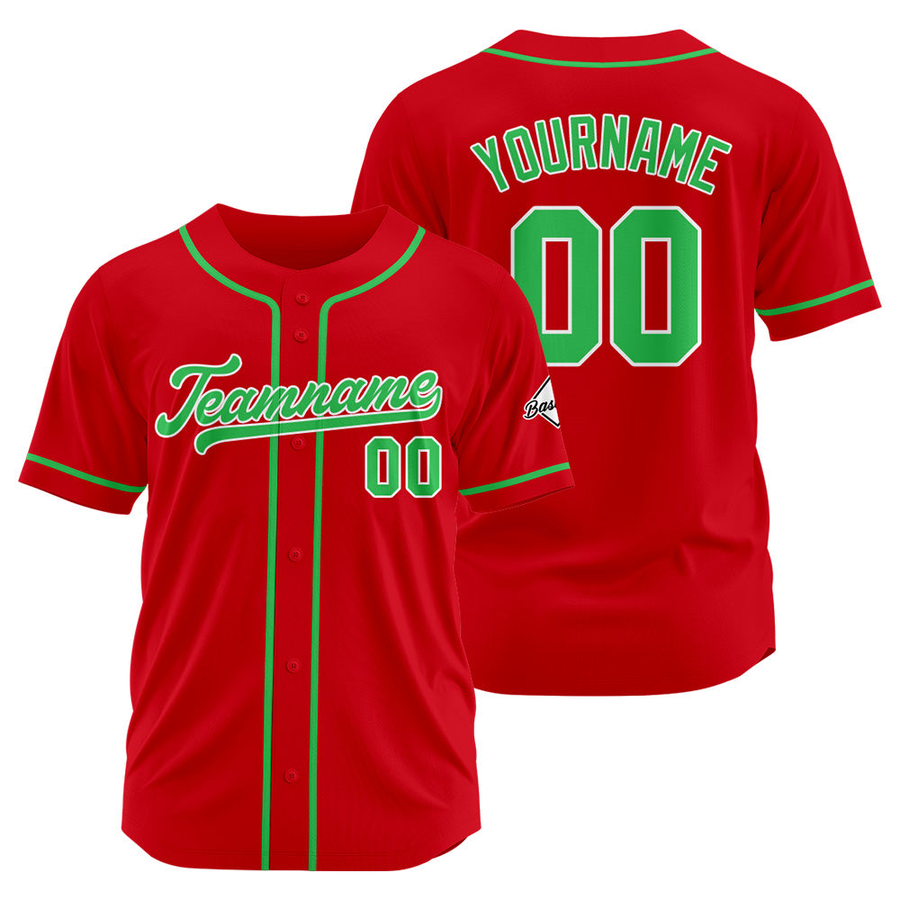 Camiseta de béisbol personalizada con diseño bordado & estilo hip hop & color rojo y verde