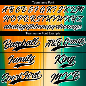 Dise?o personalizado de camiseta de béisbol con estampado completo en naranja y verde