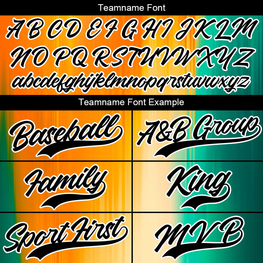 Dise?o personalizado de camiseta de béisbol con estampado completo en naranja y verde