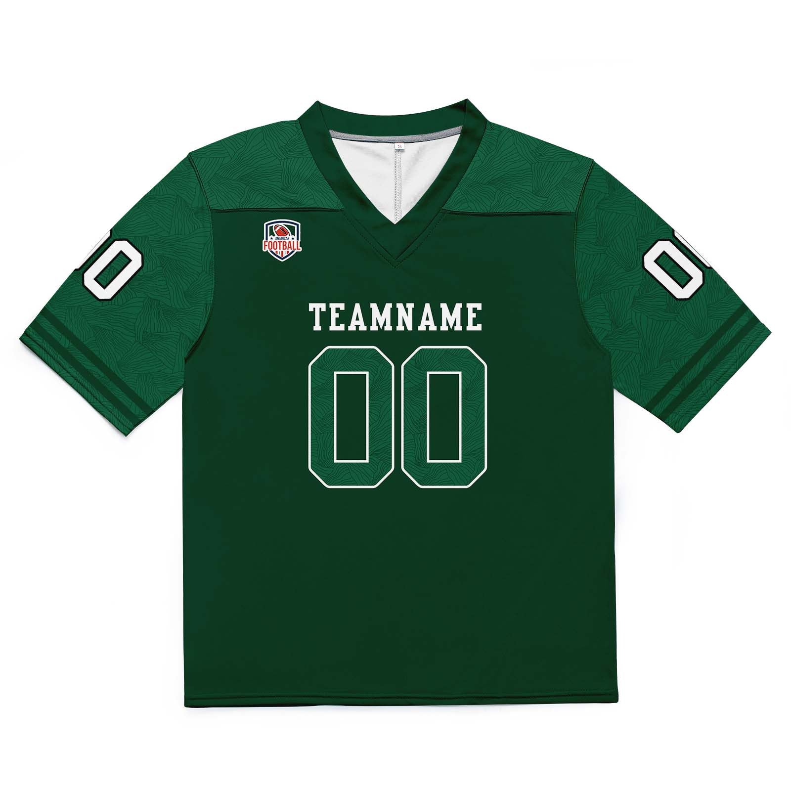 Camiseta de fútbol personalizada con nombre y número del equipo impresos y bordados-color verde