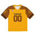 Camiseta de fútbol personalizada con nombre y número del equipo impresos y bordados en color amarillo