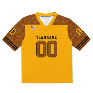 Camiseta de fútbol personalizada con nombre y número del equipo impresos y bordados en color amarillo