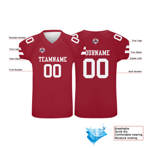 Camiseta de fútbol personalizada con nombre y número del equipo impresos en rojo