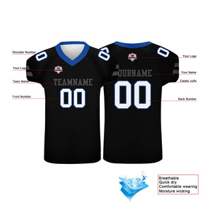 Camiseta de fútbol personalizada con nombre y número del equipo impresos en color negro