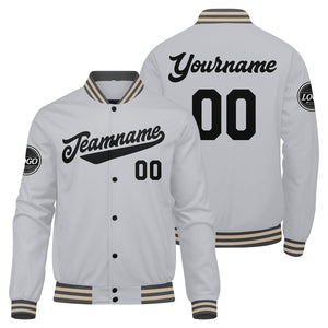 Chaqueta universitaria personalizada estilo Letterman para hombres-mujeres y jóvenes-color gris y negro