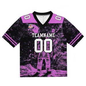 Camiseta de fútbol personalizada con nombre y número del equipo bordados-color negro y rosa