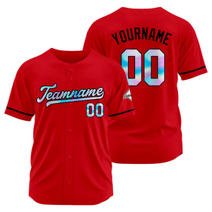 Camiseta de béisbol roja personalizada con diseño bordado Camisetas de béisbol de hip hop personalizadas