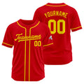 Camiseta de béisbol personalizada con diseño bordado & estilo hip hop & color rojo y amarillo