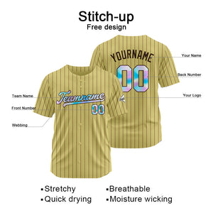 Camiseta de béisbol personalizada con diseño de rayas doradas y marrones & estilo hip hop