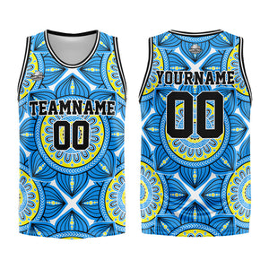 Uniforme de baloncesto azul personalizado con tu logotipo-nombre y número impresos