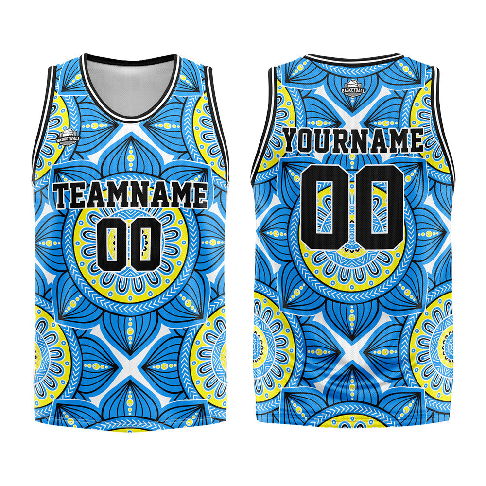 Uniforme de baloncesto azul personalizado con tu logotipo-nombre y número impresos