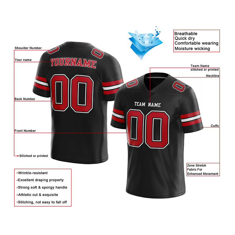 customized  authentic football jersey royal red-white mesh