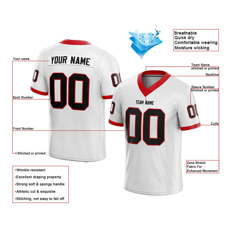 customized  authentic football jersey white-black-red