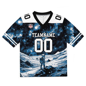 Camiseta de fútbol personalizada con nombre y número del equipo bordados-color negro y azul