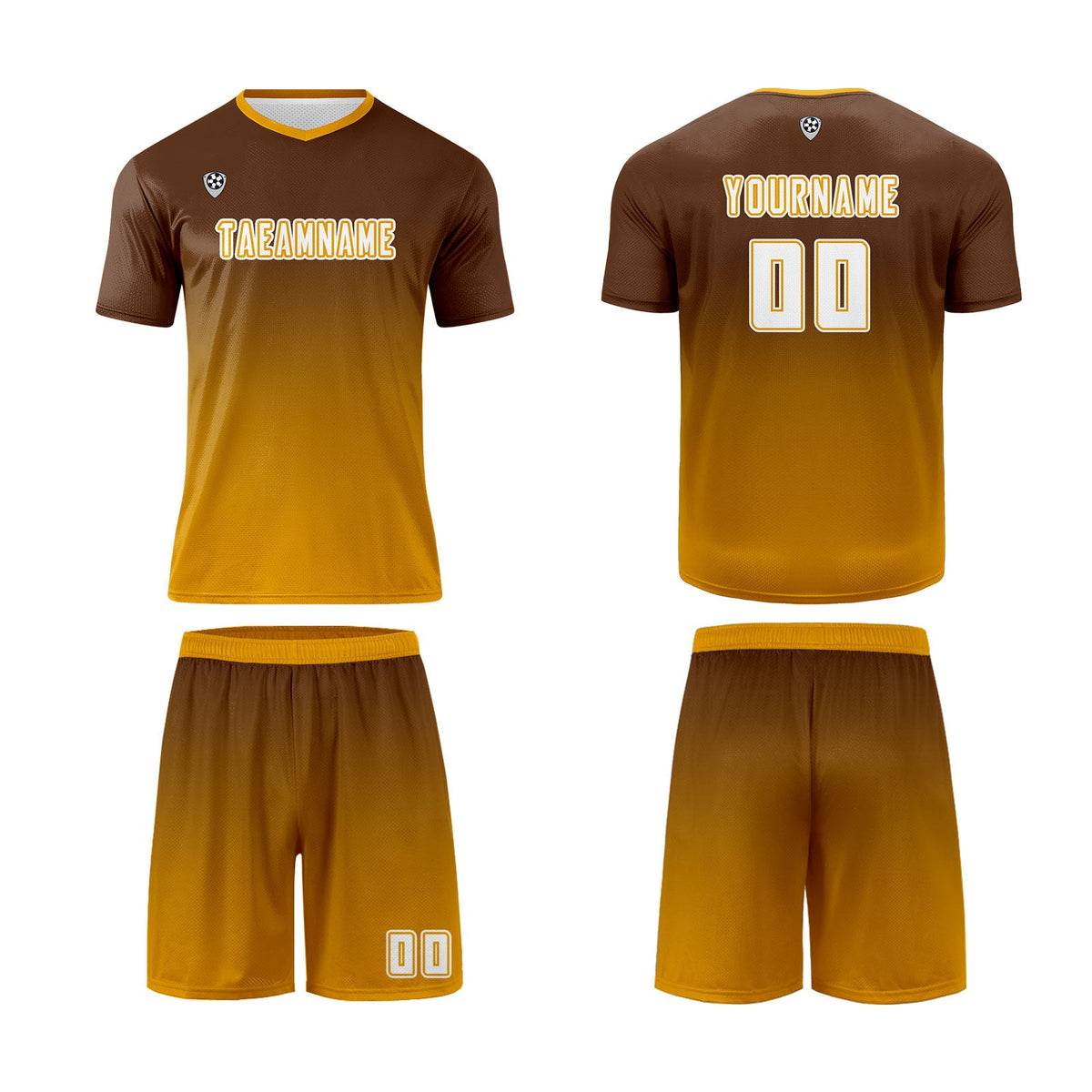 Conjunto personalizado de camiseta de uniforme marrón y naranja para niños y adultos