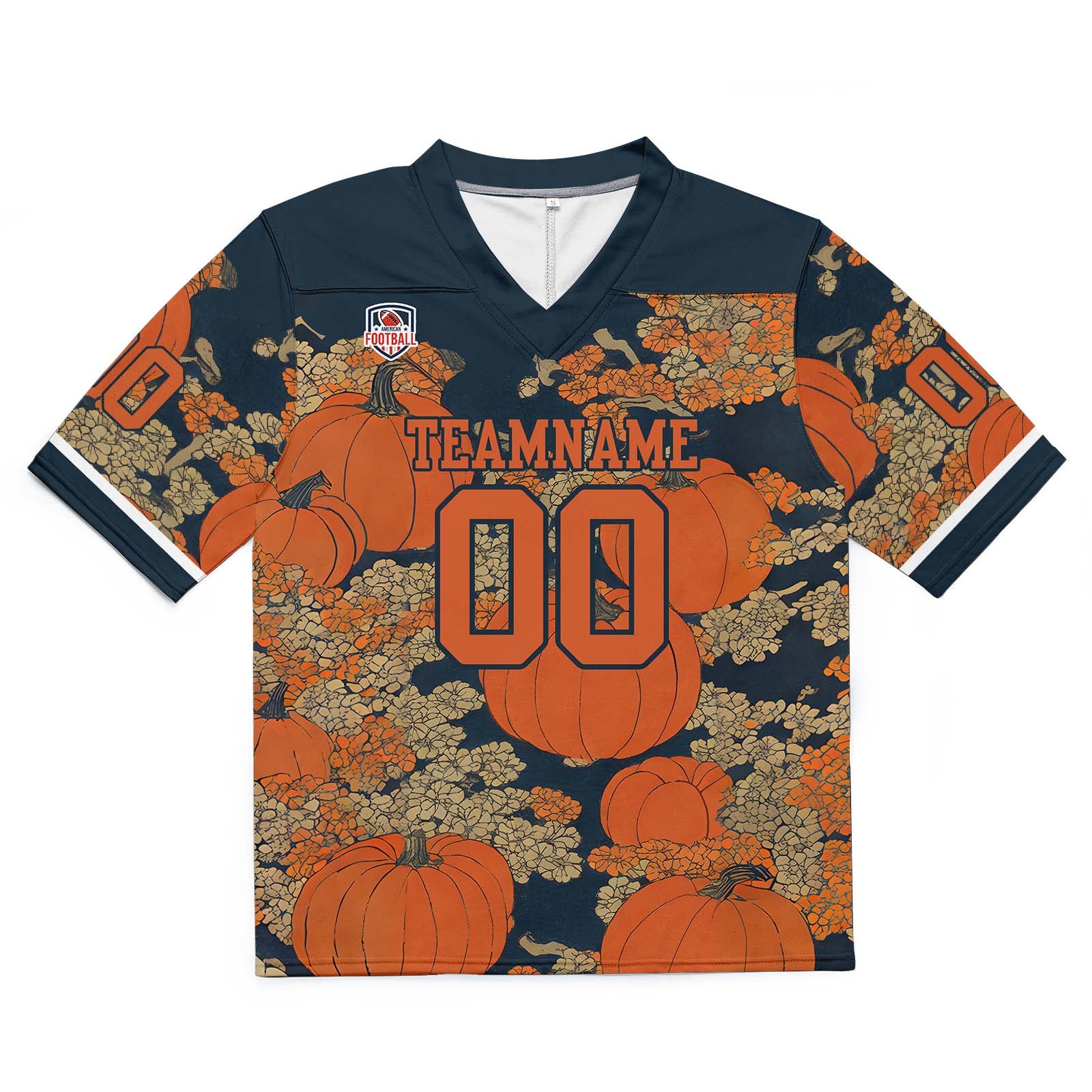 Camiseta de fútbol personalizada con nombre y número del equipo impresos y bordados-color azul marino