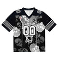 Camiseta de fútbol personalizada con nombre y número del equipo impresos y bordados-estilo grafiti con calavera -Gris