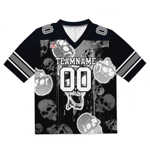 Camiseta de fútbol personalizada con nombre y número del equipo impresos y bordados-estilo grafiti con calavera -Gris