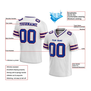 customized authentic football jersey white blue-red mesh