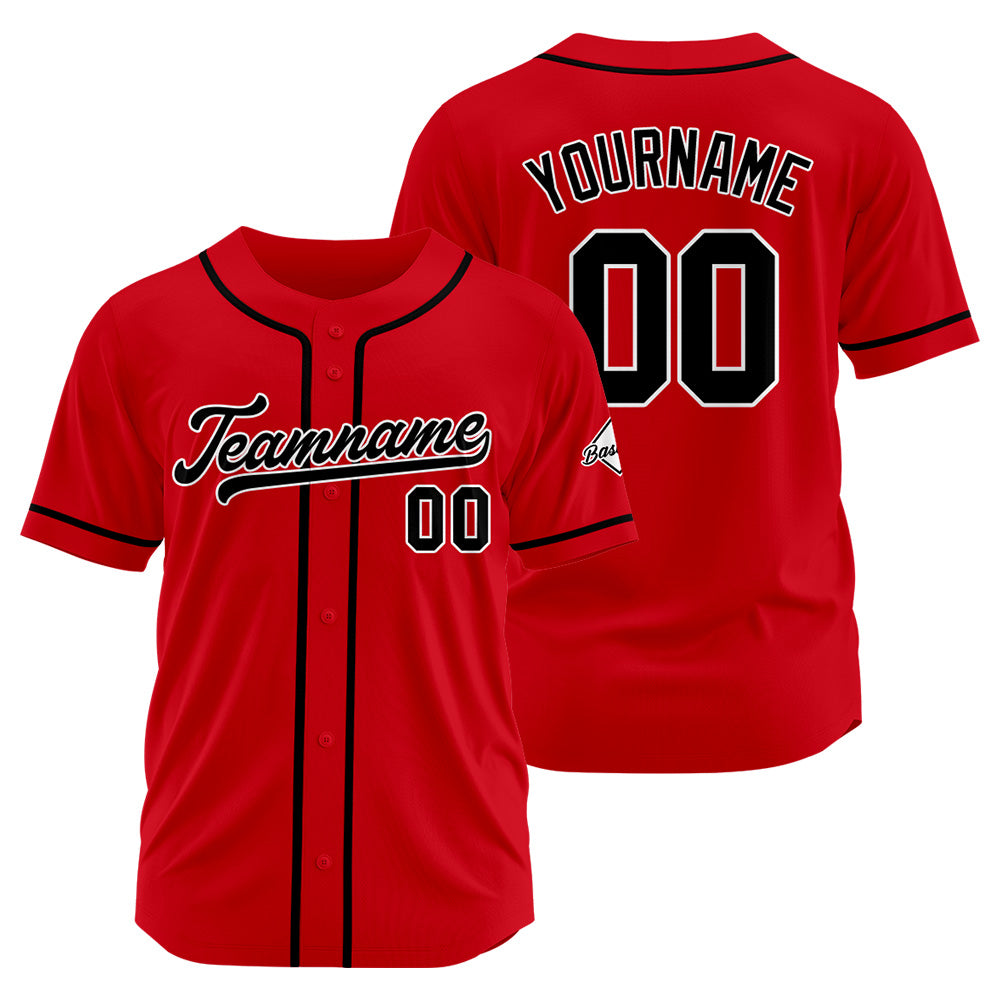 Camiseta de béisbol personalizada con diseño bordado & estilo hip hop & color rojo y negro