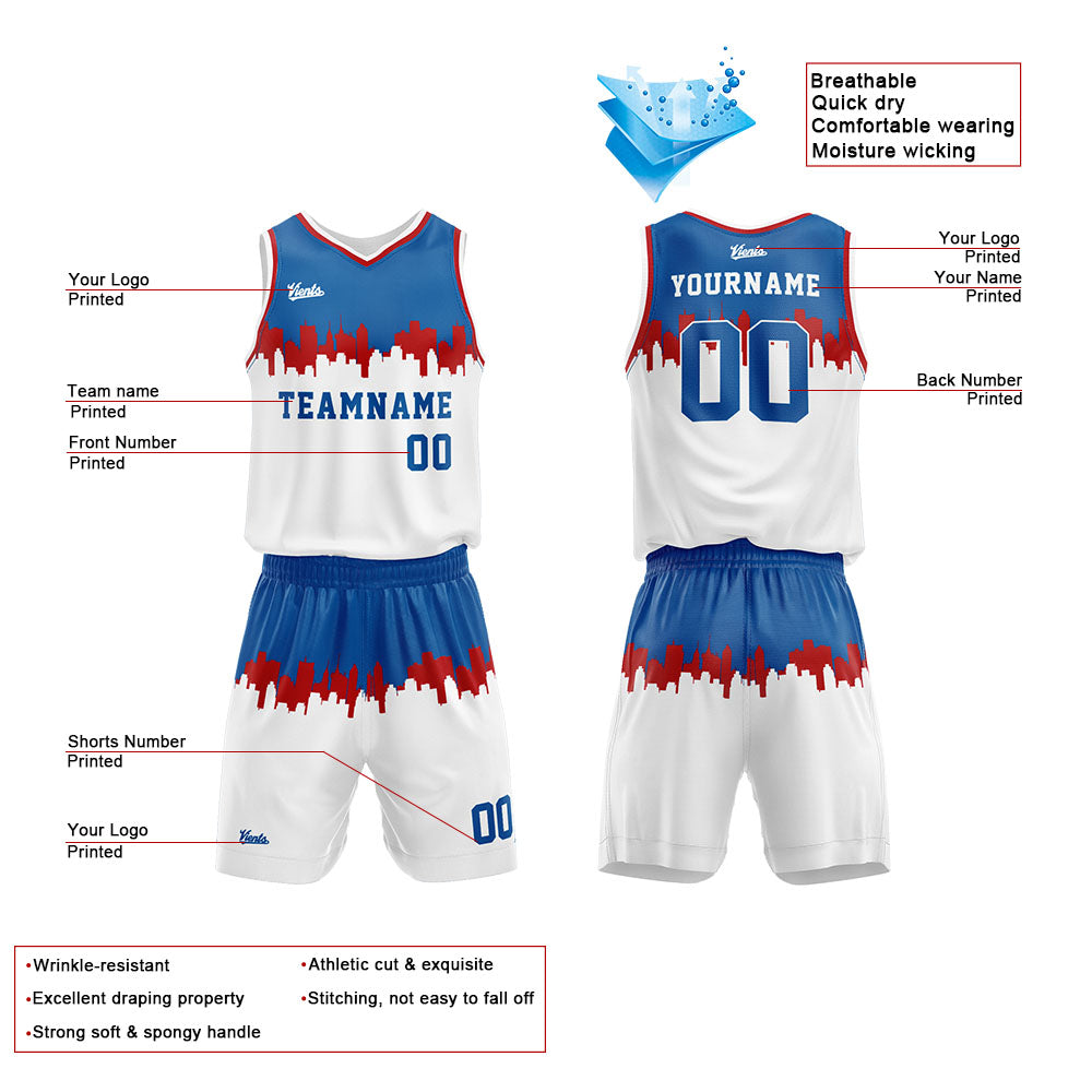 Uniforme de baloncesto personalizado en gris-azul y blanco con tu logotipo-nombre y número impresos