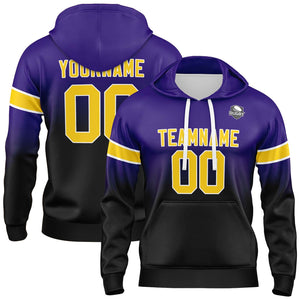 Sudadera con capucha degradada personalizada para hombre-mujer-niña o niño Estampa tu logotipo-nombre y número en morado y negro