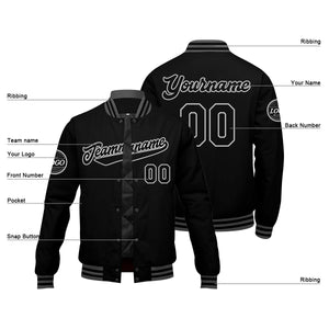 Chaqueta universitaria personalizada estilo Letterman para hombres-mujeres y jóvenes-color negro y gris